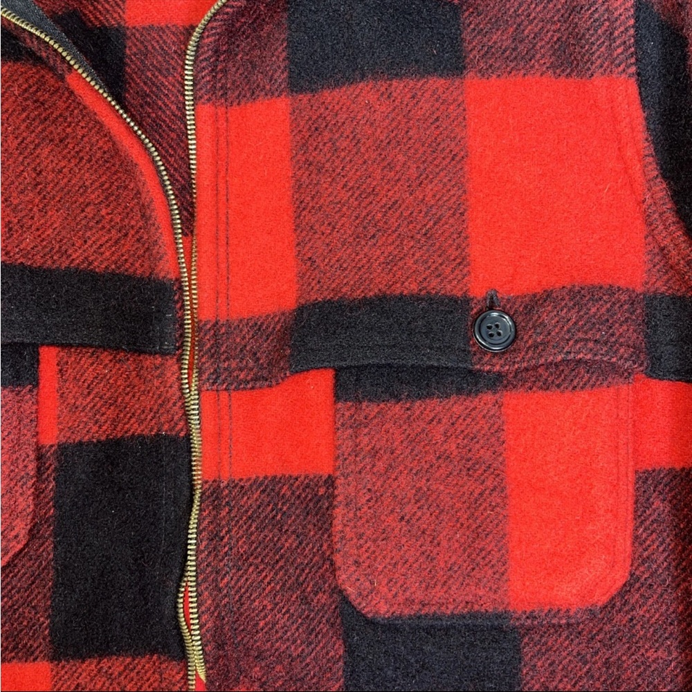 Vintage 60s Woolrich Red Buffalo Plaid Wool Jacket‎ Coat Mackinaw Medium - Picture 6 of 16